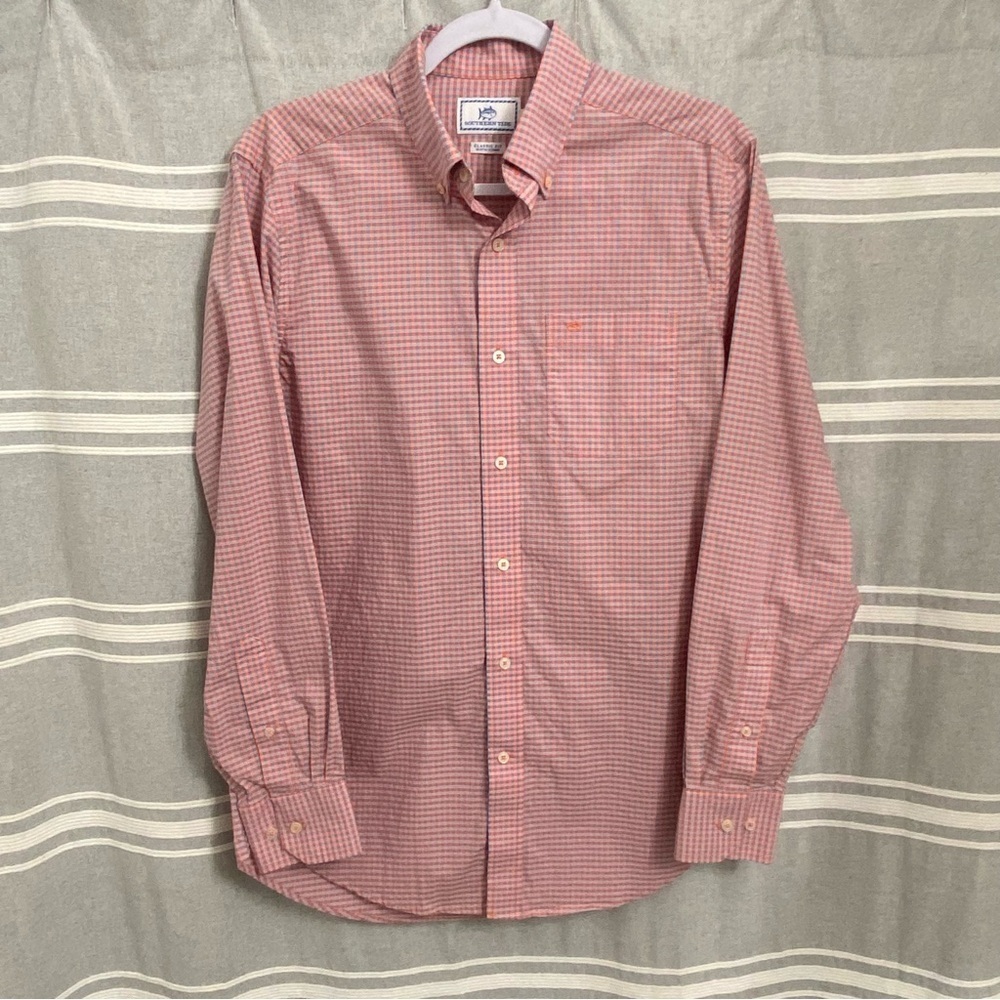 SOUTHERN TIDE Classic Fit Pink Blue Gingham Long Sleeve Button Down Shirt Size S